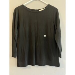 Loft Womens Thin Sweater Shirt Black With Buttons Down The Back NWT Size S